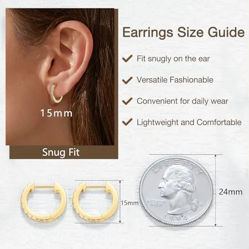 15mm Gold over Sterling Silver Huggie Earrings, view 3