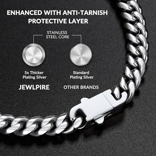 8mm Steel Cuban Link Chain 18 in, Style JP-L1RWB, view 3