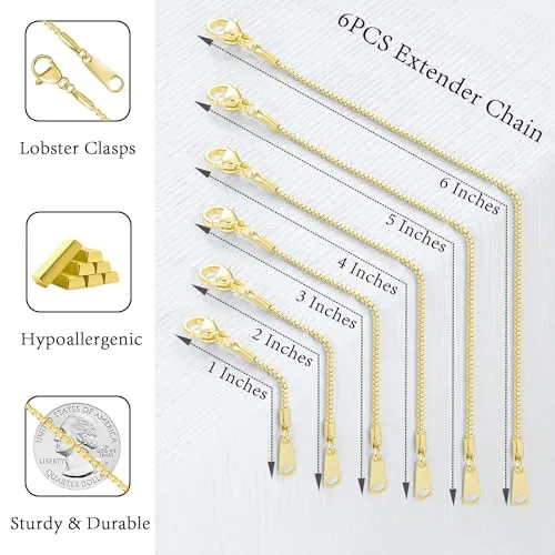 14K Gold Plated Box Chain Set, view 3