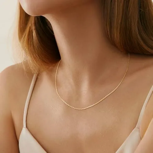 1.2mm 14K Gold over Sterling Silver Cable Chain 22 in, view 4