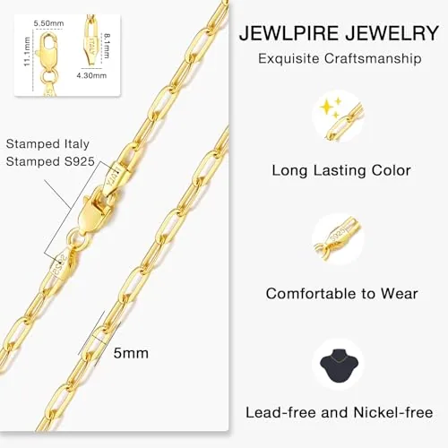 5mm 14K Gold over Sterling Silver Paperclip Chain 18 in, view 4