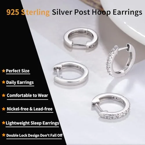 15mm Sterling Silver Huggie Earrings Set, view 2
