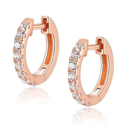 15mm Rose Gold over Sterling Silver Huggie Earrings, Style JP-VP4CF