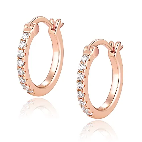 15mm Rose Gold over Sterling Silver Huggie Earrings, Style JP-RC31C