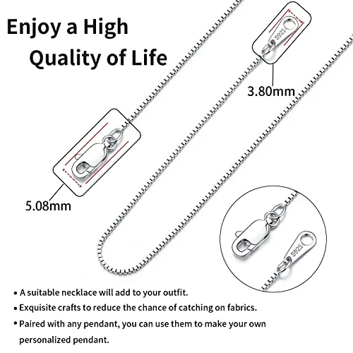 0.8mm Sterling Silver Box Chain 18 in, view 4