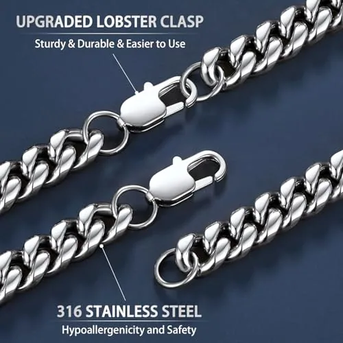 10mm Steel Cuban Link Chain 22 in, view 3