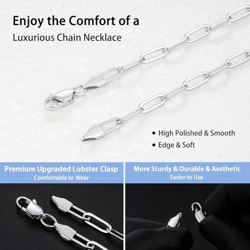 3mm Paperclip Chain 16 in, view 4